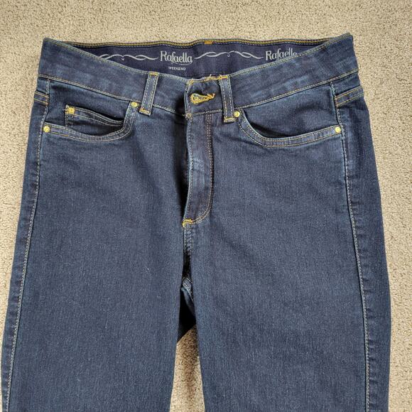 Rafaella Womens Weekend Jean 6 Blue Dark Wash Mid Rise Straight Leg Stretch - Picture 2 of 13